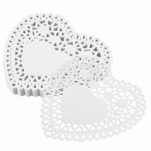 White Love Heart Paper Lace Doilies 4 Inch 100 Pack