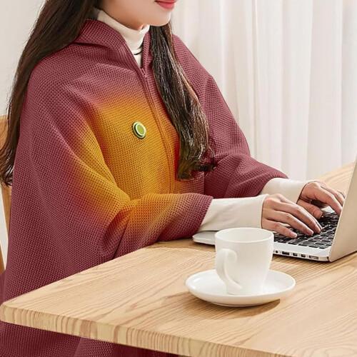 USB-Powered Heating Blanket Shawl 2-in-1 Electric Scarf 1