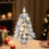 Prelit Flocked Mini Christmas Tree with LED Lights and Wood 4