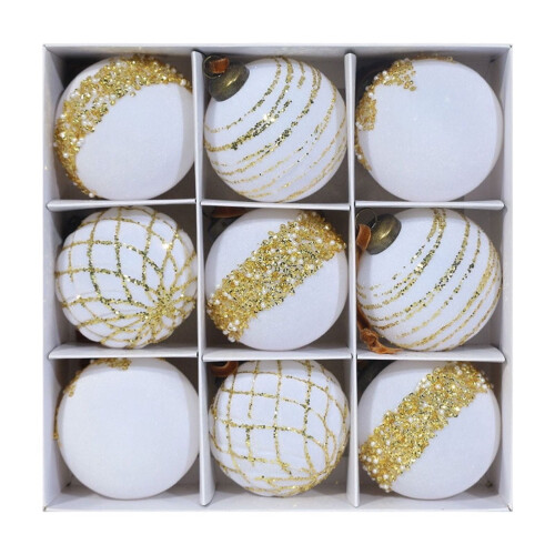 Velvet Christmas Ornaments Set White 9 PCS