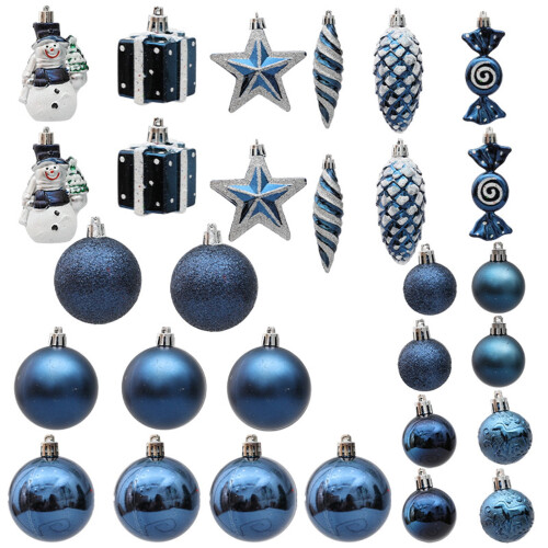 Christmas Balls Ornaments Set Blue White 29 pcs