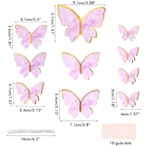 Purple Paper Butterfly Cake Decorations 4 pcs 2