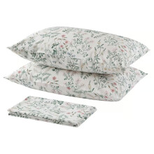 Stork Timjansmott Flat Sheet With 2 Pillowcases - Bedding Set 240X260 Cm Flat Sheet & 50X80 Cm Pillow Covers Soft Comfortable Bed Linen For Double B