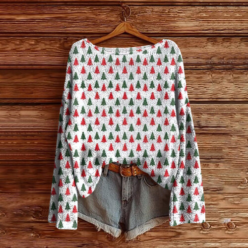 Women's Knit Pullover Sweater Round Neck Long Sleeve 1