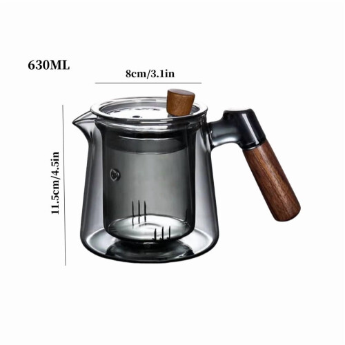 Glass Teapot with Wooden Handle 630ml Borosilicate 1