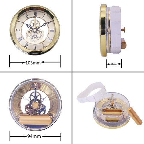 Quartz Clock Silent Metal Gear 103mm Gold 1