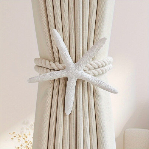 Starfish-Shaped Curtain Tiebacks Woven Polyester 2 Pcs 1