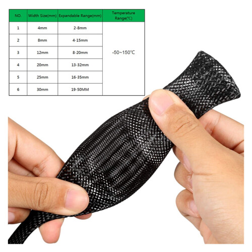 Black PET Insulated Cable Sleeve 10 Meters 2