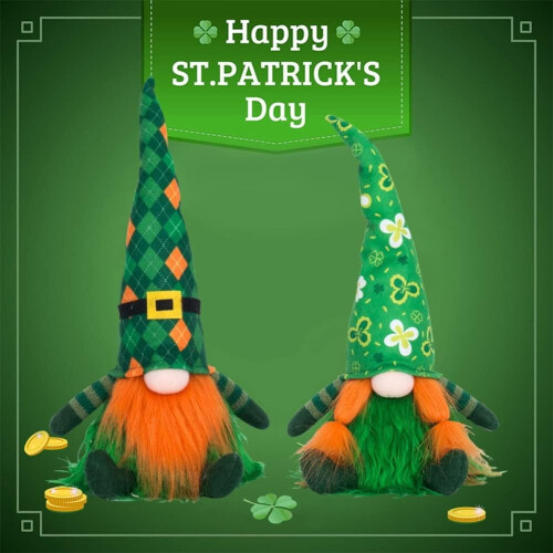 St. Patrick's Day Gnome Plush Decor Set of 3 2