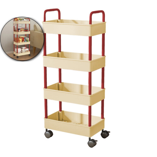 Plastic Kitchen Storage Cart 4-Layer