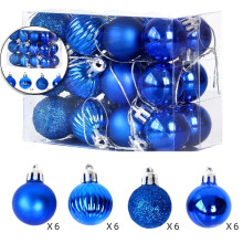 Mini Christmas Tree Ball Ornaments Blue Shatterproof Satin