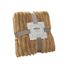 Flannel Blanket Coral Fluff Border Khaki