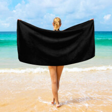 Black oversized microfiber beach towel 37 x 74 inches