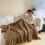 Flannel Blanket Coral Fluff Border Khaki 8