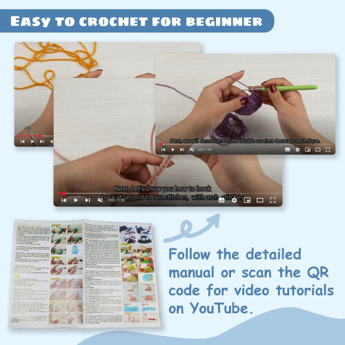 Crochet Kit for Beginners Adults with Ergonomic Hooks 59 pcs 2