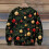 Men's Christmas Cat Raglan Top Lightweight Polyester L Green 6