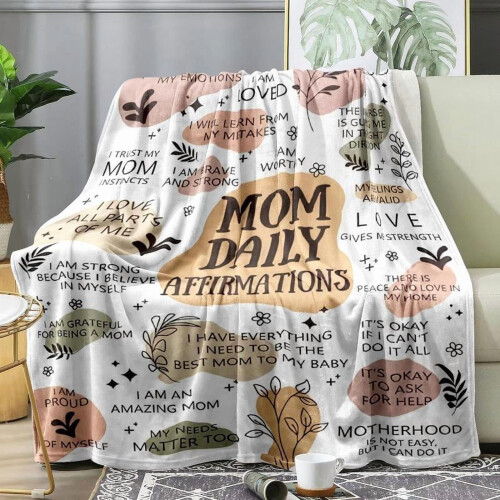 Mom Daily Affirmations Blanket Soft Air-Conditioned Throw 1 1