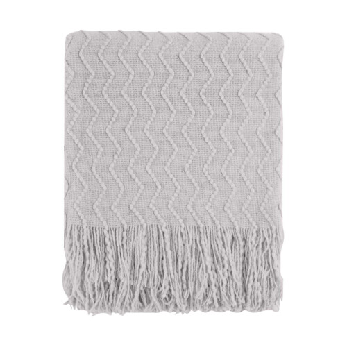 Knitted Throw Blanket Beige Soft Warm Lightweight 1