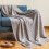 Knitted Throw Blanket Beige Soft Warm Lightweight 4