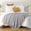 Knitted Throw Blanket Beige Soft Warm Lightweight 6