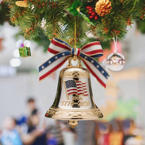 USA 250th Anniversary Bell Ornament Silver 1 Piece
