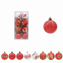 Christmas Ball Ornaments Red Gold Glitter 8 pcs