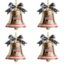 USA 250th Anniversary Bell Ornament Set 4 Pieces Silver