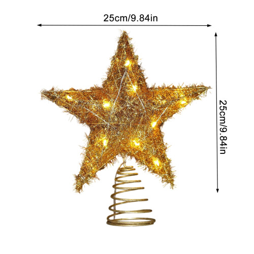 Lighted Christmas Tree Topper Star 9.8 Inch Warm White