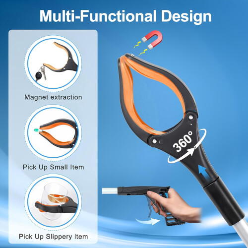 Foldable Reacher Grabber 32 inch 2-Pack Blue Orange 2