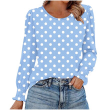 Women's Long Sleeve Business Casual Blouse with Smocked