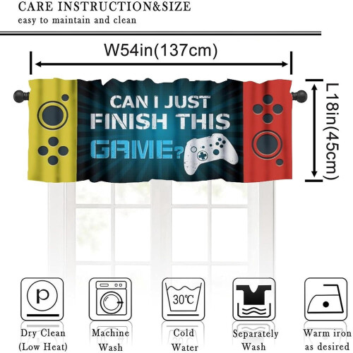 Gaming Window Valance Yellow Red Controller Design 54x18in 1