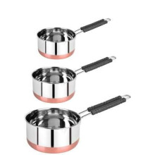 Vasangi Stainless Steel Copper Bottom Sauce Pan Milk Pan Tea Pan Tapeli Patila 3 Pcs Combo Set Capacity : 1 1.5 2 Liter