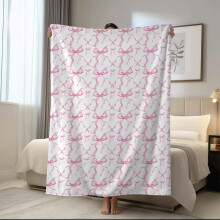 Valentine's Day Fleece Throw Blanket Pink Bowknot