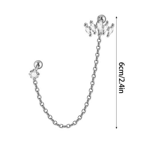 Silver Zircon Flower Stud Earrings 2