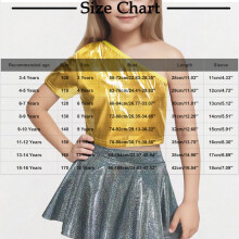Girls One-Shoulder Short-Sleeve Shiny Dance Crop Top