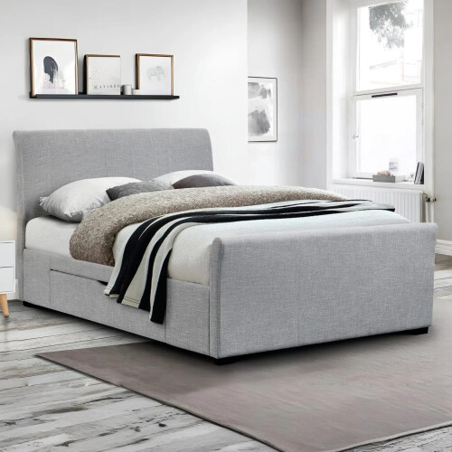 Capri Light Grey with Drawers 150cm King Bed