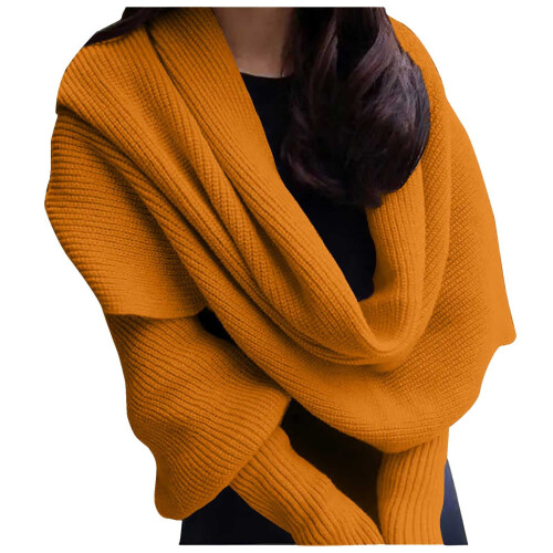 Women's Knitted Cable Wrap Cropped Scarf Top 2