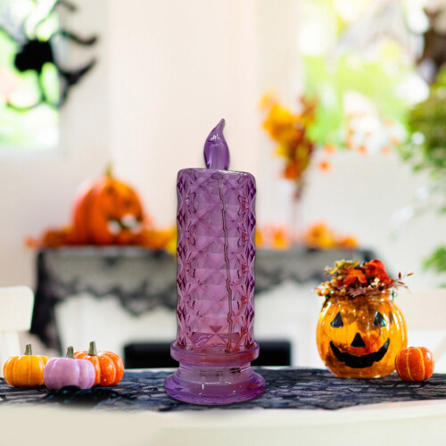LED Crystal Flameless Candle Pillar 1 PC AAA Battery 2
