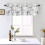 Watercolor Leaf Kitchen Curtain Valance Black White Grey 2