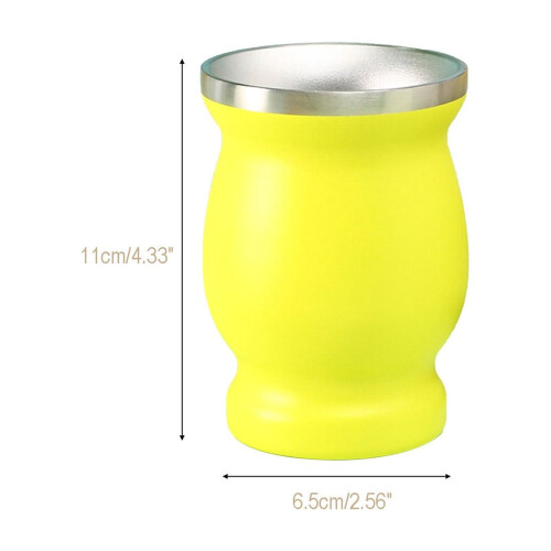 Stainless Steel Matte Gourd Cup 8 oz Yellow Insulated 2