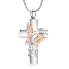 Hummingbird Urn Necklace Cross Keepsake for Ashes