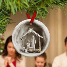 2D Acrylic Nativity Ornament White 3.15 in