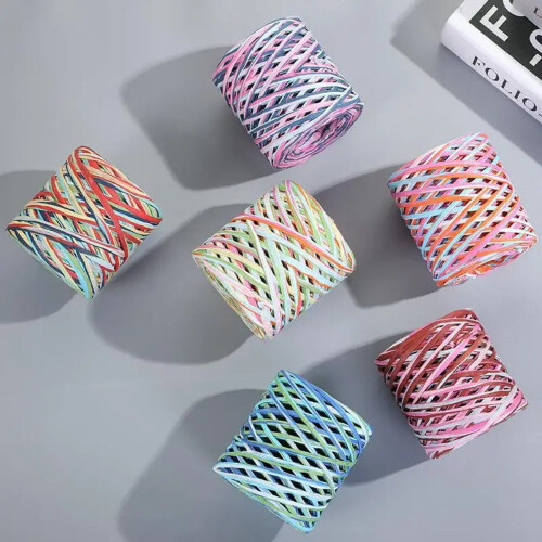 Natural Raffia Straw Yarn 200M Roll for Knitting and 2
