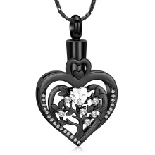 Tree of Life Urn Necklace for Ashes, Heart-Shaped Memorial