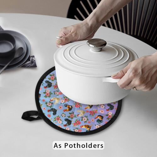 Rooster Floral Pot Holders & Trivets 2-Pack 2