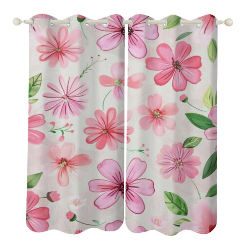 Floral Flower Window Curtains Blackout Thermal Insulated