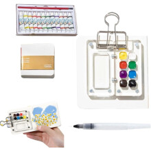 Mini Watercolor Paint Set Wooden Palette 12 or 24 Colors