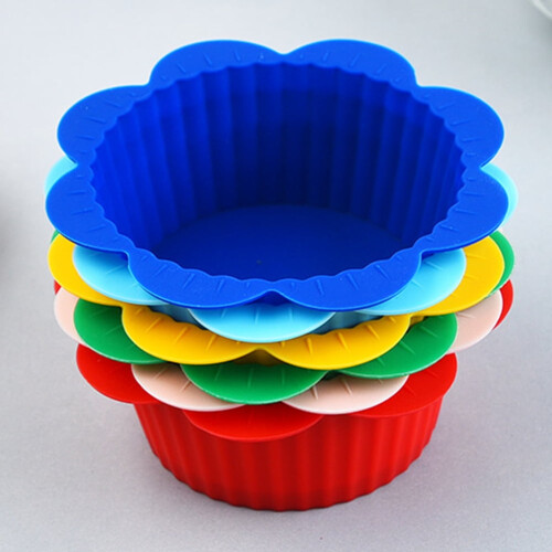 Silicone Muffin Liners Flower-Shaped Labels 24 Pcs 2