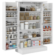 Kitchen Cupboard, Freestanding Multi-Storage Kitchen Pantry Cabinet with Adjustable Shelves, White