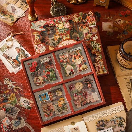 Vintage Sticker Box Set PET 100 pieces 1